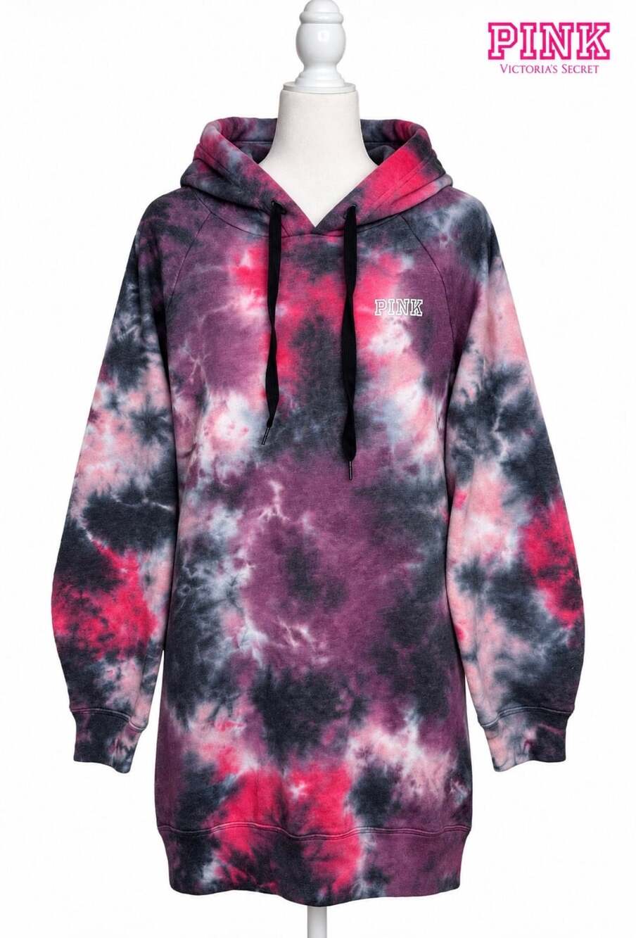 Victoria’s Secret PINK Tie Dye Oversized Hoodie Sweatshirt Dress XS NWT